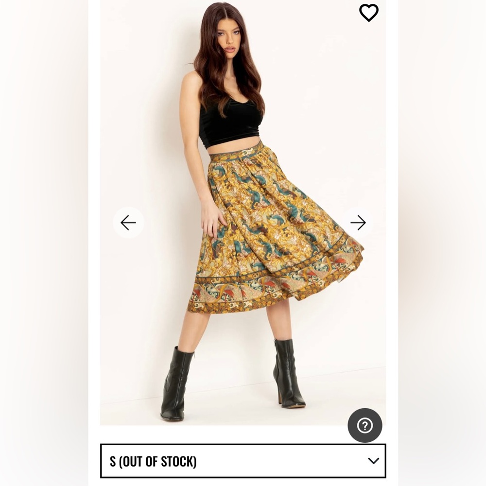 PEACOCK GARDEN POCKET MIDI SKIRT - LIMITED -size small- Blackmilk clothing BNWT - Picture 2 of 3
